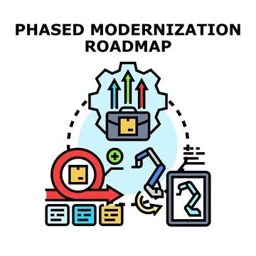 Phased modernization roadmap planning for business development Stock Illustration