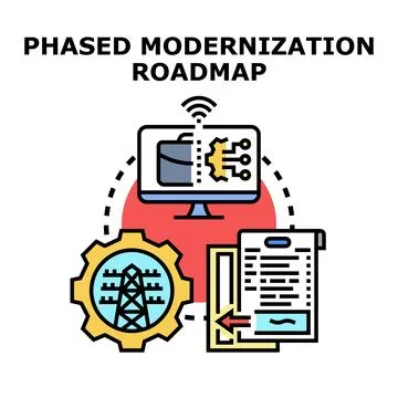 Phased modernization roadmap process vector illustration Stock Illustration