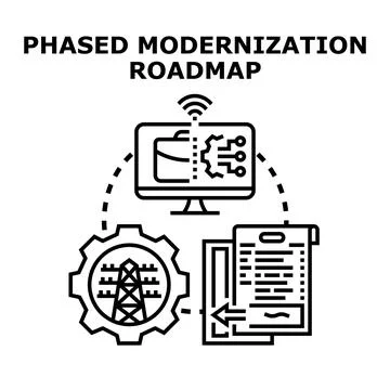 Phased modernization roadmap process vector illustration Stock Illustration