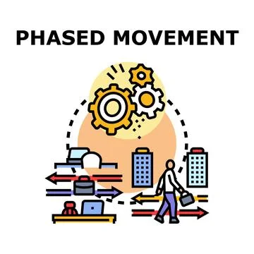Phased movement in business process planning work イラスト素材