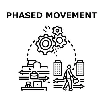 Phased movement in business process planning work Stock Illustration