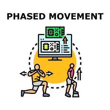 Phased movement exercise process and digital progress Illustrazione stock