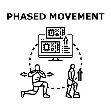 Phased movement exercise process and digital progress Stock Illustration