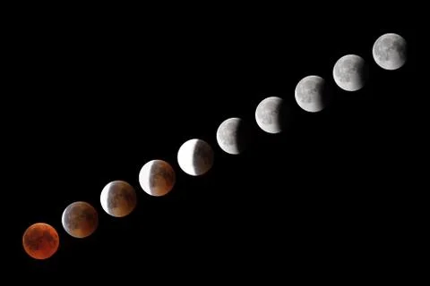 Phases of full eclipse of the Moon Stock Photos