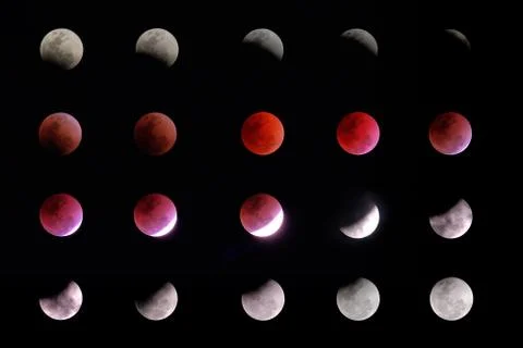 Phases of lunar eclipse Stock Photos