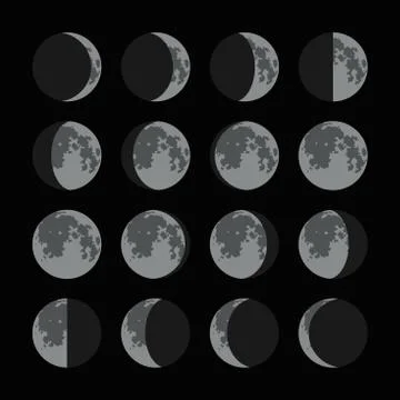 Phases of the Moon Icons Set. Vector Stock Illustration