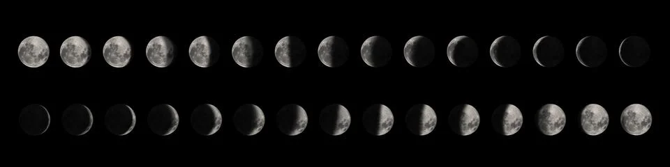 Phases of the Moon,Lunar cycle Stock Photos