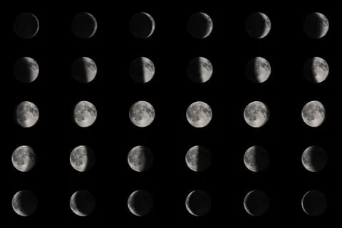 Phases of the Moon,Lunar cycle Stock Photos