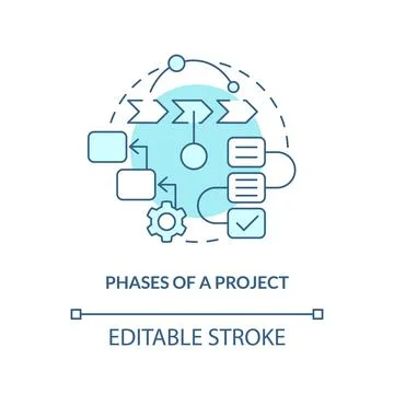 Phases of project turquoise concept icon Stock Illustration