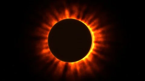 Phases of a total solar eclipse animation on black background. 4K Video stock 340154063