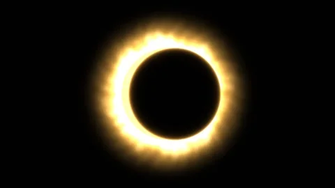 Phases of a total solar eclipse animation on black background. 4K Video stock 343243769