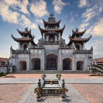 Phat Diem Cathedral, a unique blend of Vietnamese and Gothic architecture, under Stock Photos