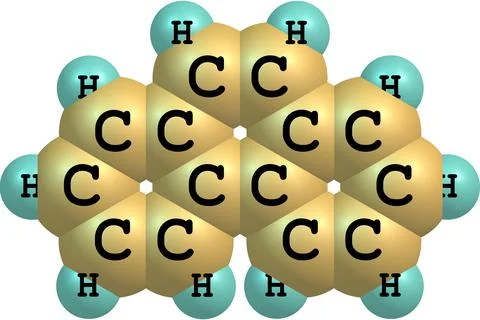 Phenanthrene molecule structural model on white Stock Illustration