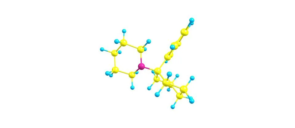 Phencyclidine molecular structure isolated on white Stock Illustration