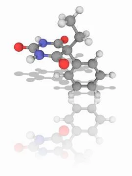 Phenobarbital drug molecule Illustrazione stock