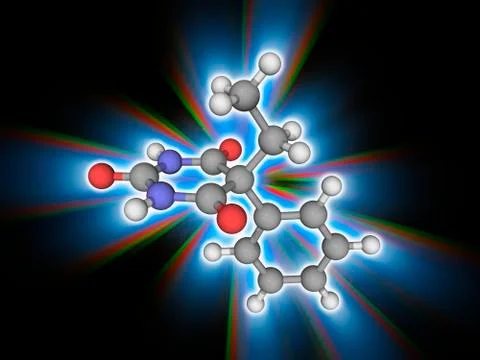 Phenobarbital drug molecule Illustrazione stock