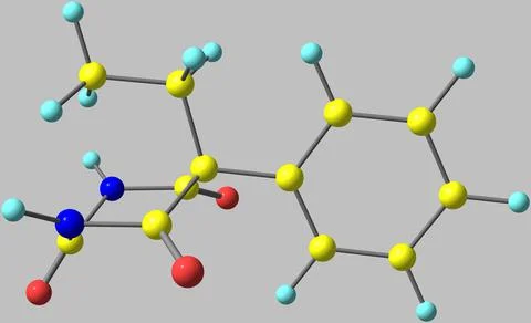 Phenobarbital molecular structure isolated on grey Stock Illustration