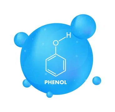 Phenol molecular structure with blue spheres forming a network イラスト素材