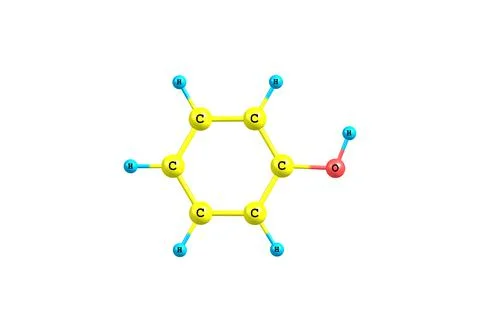 Phenol molecular structure isolated on white Stock Illustration