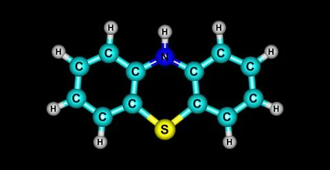 Phenothiazine molecular structure isolated on black Stock Illustration