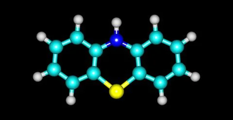 Phenothiazine molecular structure isolated on black Stock Illustration