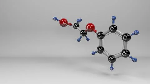 Phenoxyethanol molecule. Stock Illustration
