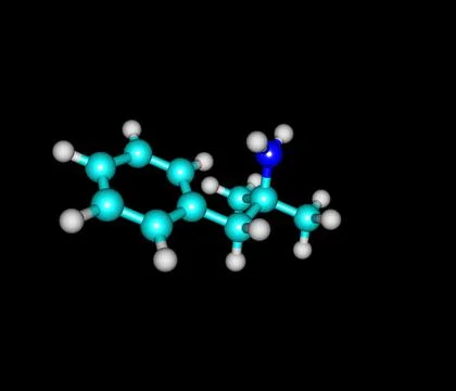 Phentermine molecule isolated on black Stock Illustration