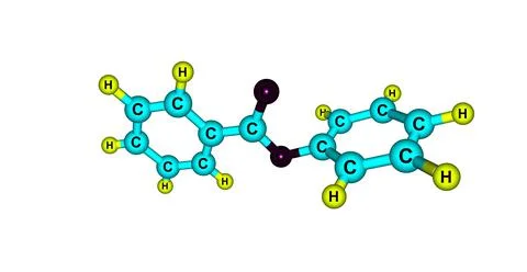 Phenyl benzoate molecular structure isolated on white Stock Illustration