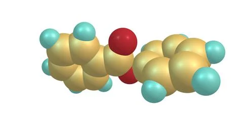 Phenyl benzoate molecular structure isolated on white Stock Illustration