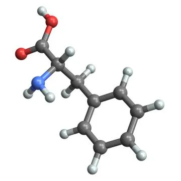 Phenylalanine, molecular model Illustrazione stock