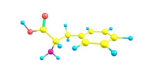 Phenylalanine molecular structure isolated on white Stock Illustration