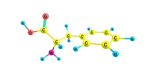 Phenylalanine molecular structure isolated on white Stock Illustration