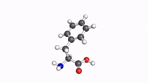 Phenylalanine molecule, rotating model Stock Footage 79799653