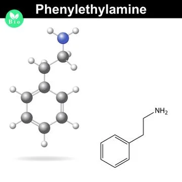 Phenylethylamine molecule Stock Illustration