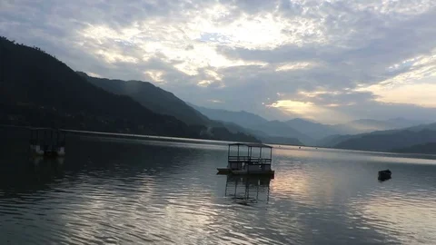 Phewa Lake, Pokhara, Nepal Stock Footage 76494341