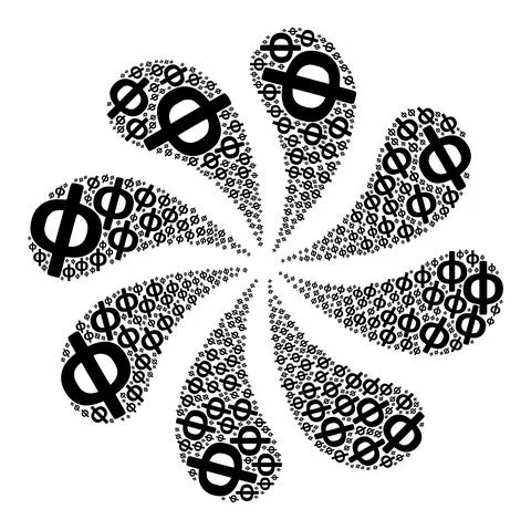 Phi Greek Lowercase Symbol Icon Rotation Flower Stock Illustration