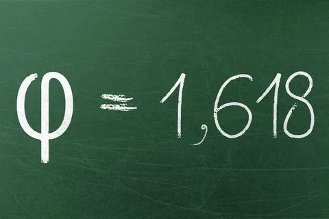 Phi number handwritten on the chalkboard. Mathematical constants Stock Illustration