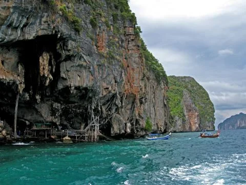 Phi phi island and cave in thailand Stock Photos