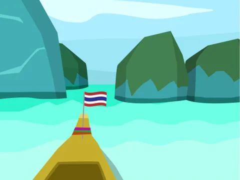 Phi phi island in flat style, vector landscape Stock Illustration