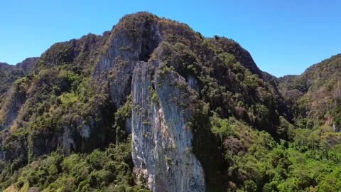 Phi phi island Primeval forest hills cliffs. Magic aerial top view flight drone 스톡 동영상 267539795