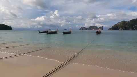 Phi Phi island sea and mountain view Thailand Stock Footage