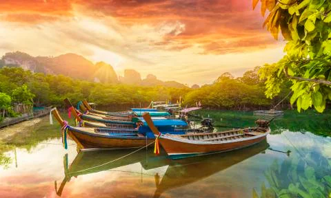 Phi Phi island at sunset time Stock Photos