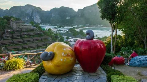 Phi Phi island, Thailand- April 3 2019: view point decorative vegetables Stock Photos