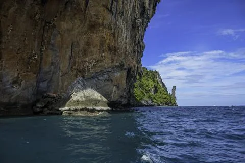 Phi phi island with turquoise green water in Krabi Thailand Stock Photos