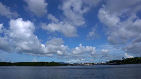 Phi Phi island viewpoint from far while riding a boat for day trip sunny trop Stock Footage 162452655