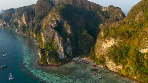 Phi Phi Islands. The coast of the popular archipelago in the south of Thailand Stock Footage 315849702