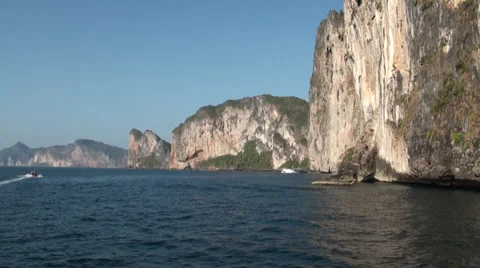 Phi Phi islands lime-stone rock formation Stock Footage 34591749