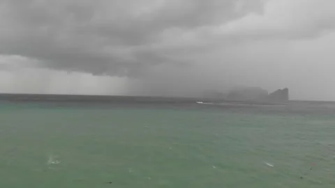 Phi Phi Le Island in the rain Stock Footage 260407970