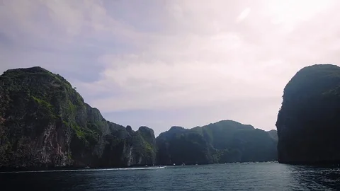Phi Phi ley island in thailand from baot Stock Footage 78647985