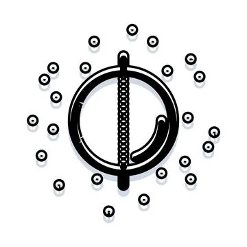Phi symbol geometric design with circular elements on white Stock Illustration